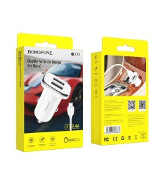 АЗУ-адаптер Borofone BZ12+ MicroUSB-кабель (Белый)